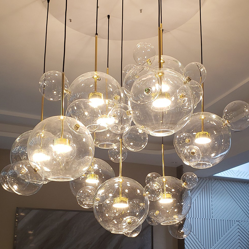 Nordic Bubble Glass Chandelier – Creative Postmodern Mickey-Style Pendant Light