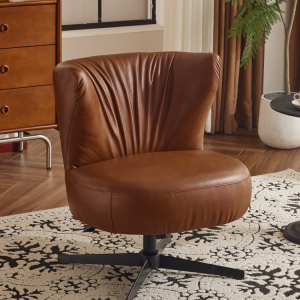 Minimalist and light luxury single sofa chair leather balcony simple designer living room leisure rotating chair internet celebrity balcony