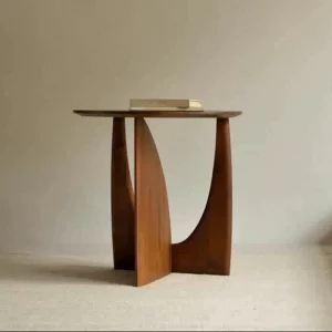 Nordic Geometric Solid Wood Side Table