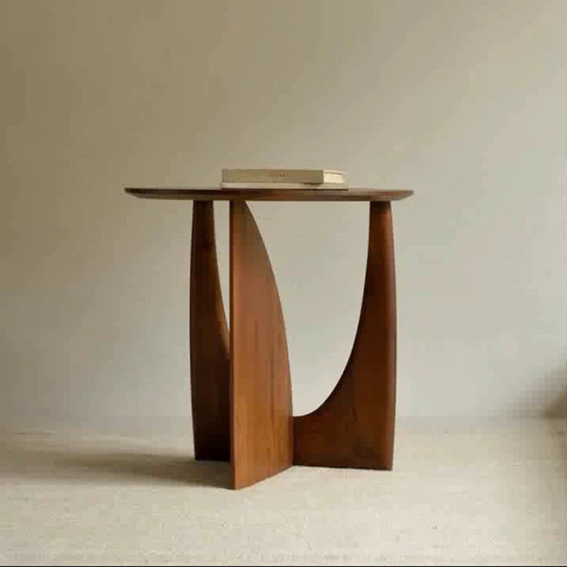 Nordic Geometric Solid Wood Side Table