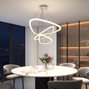 Modern LED Fish-Line Chandelier – Artistic Pendant for Dining & Living Spaces