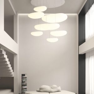 Large Loft-Style Pendant Chandelier – Modern Floating Stairwell Light