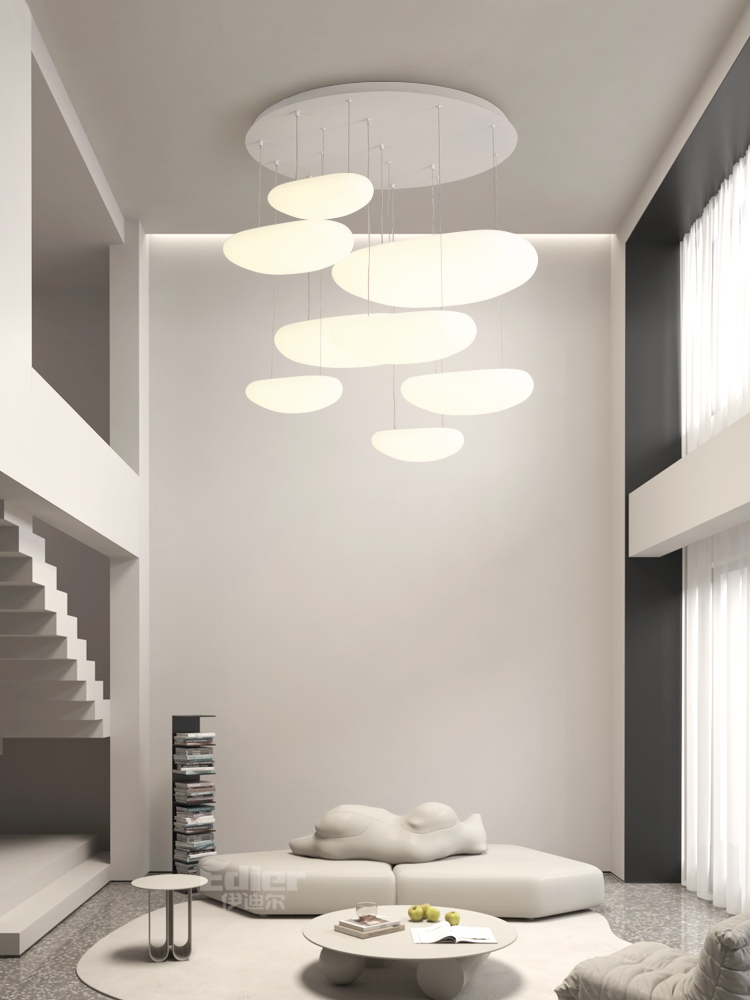 Large Loft-Style Pendant Chandelier – Modern Floating Stairwell Light