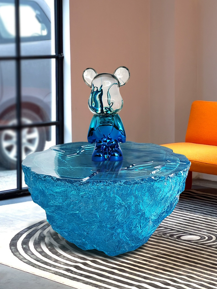 Ocean Heart Round Resin Table – Modern Light Luxury Tea Table for Villa & Hotel - Image 5