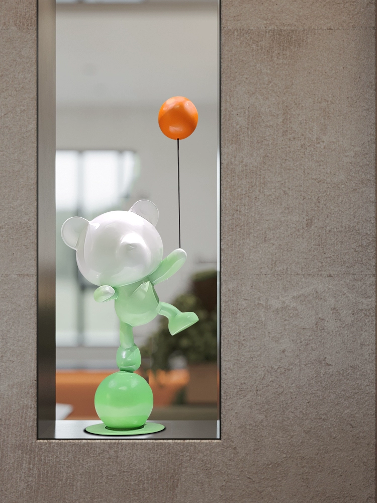 Balloon Bear Art Sculpture – Light Luxury Cartoon Décor for Living Room & Entrance - Image 4