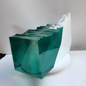 Transparent Resin Wave Sculpture – Modern Art Décor for Villa & Hotel Spaces