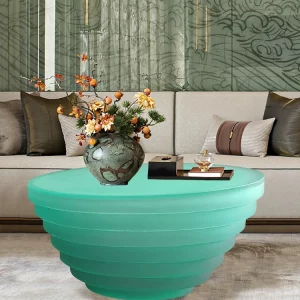 Ocean Heart Round Resin Table – Modern Light Luxury Tea Table for Villa & Hotel