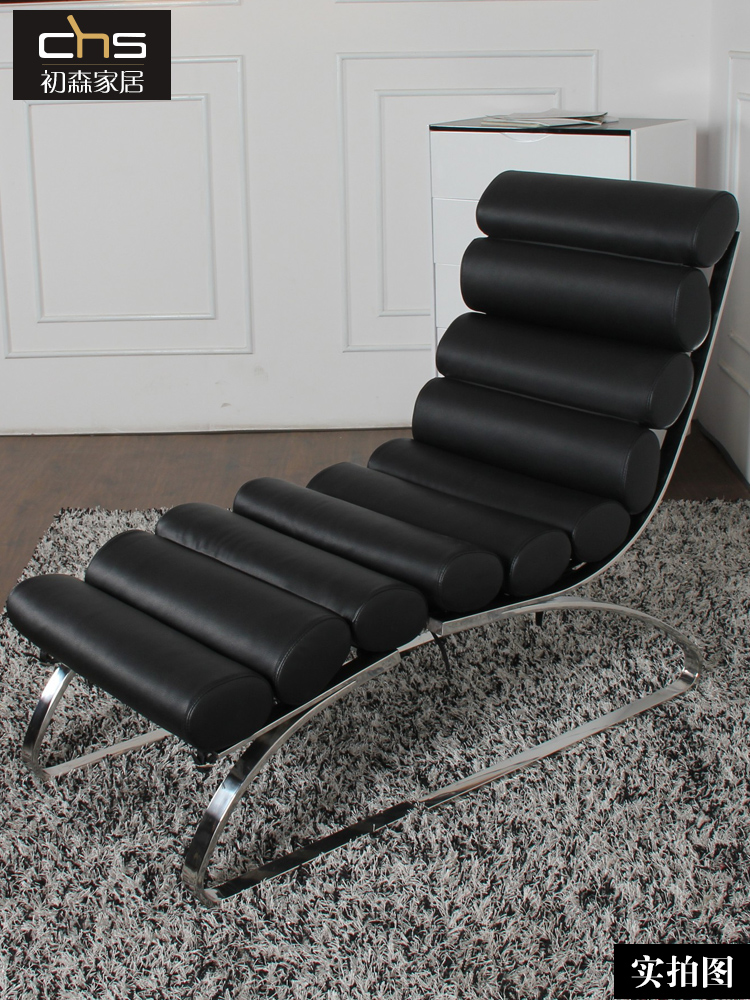 Chusen Sinus Lounge Chair Rib Chair Fishbone Chair Modern Stainless Steel Leather Chair