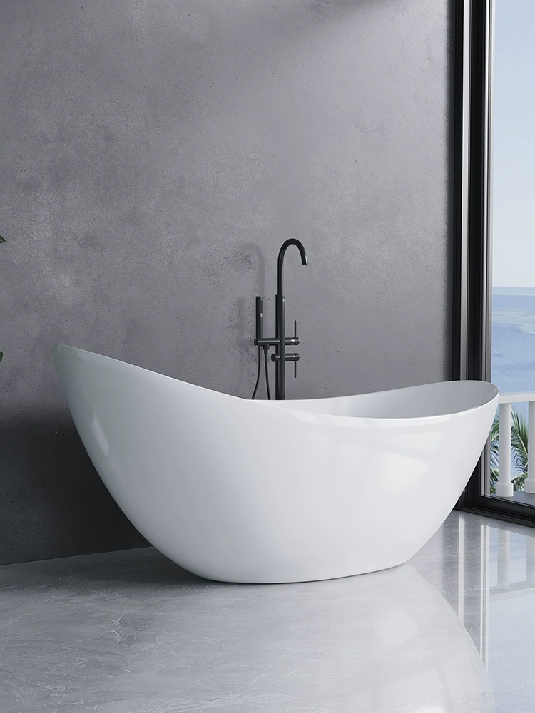 European-Style Moon Bathtub – Thin-Edged Freestanding Acrylic Tub for Homes & Hotels - Image 2