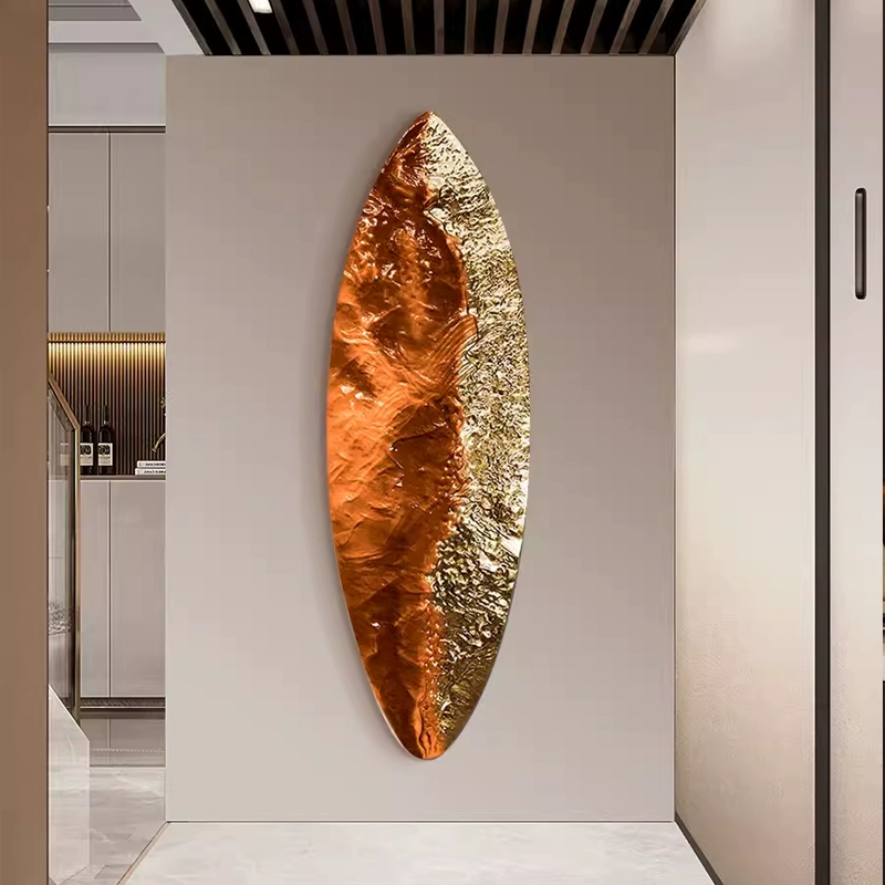 3D Resin Carved Wall Art – Irregular Vertical Mural for Corridor & Entrance