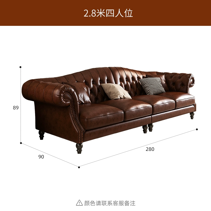 Chesterfield Brown Cowhide Leather Sofa Set - Image 8