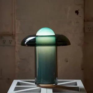 Nordic Emerald Glow Glass Bedside Lamp