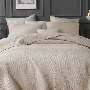 WhisperLeaf Embroidered Cotton Quilt Set