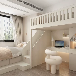 LumiNest Loft Tatami Study Bed Set