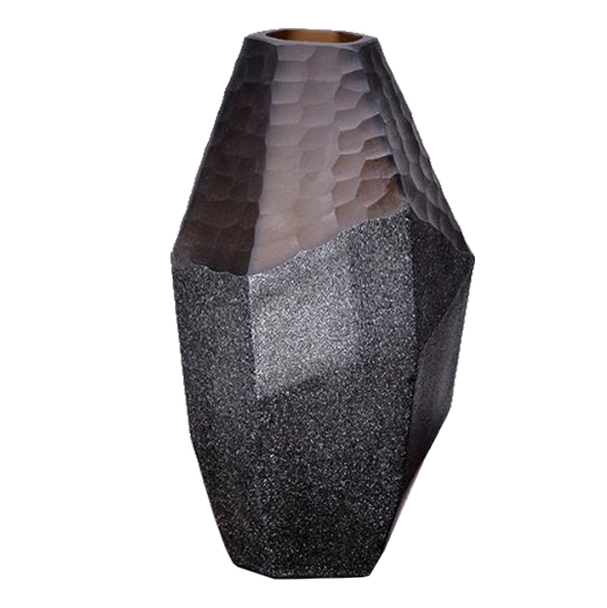 ObsidianHex Geometric Glass Vase Set