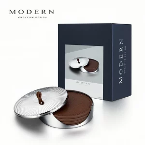 NordicEdge Modern Leather Coaster Set