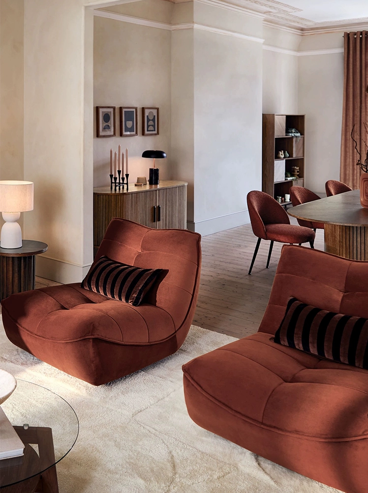 Velvet Caterpillar Lounge Chair