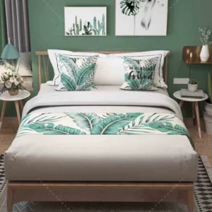 Nordic Green Leaf Bed Runner