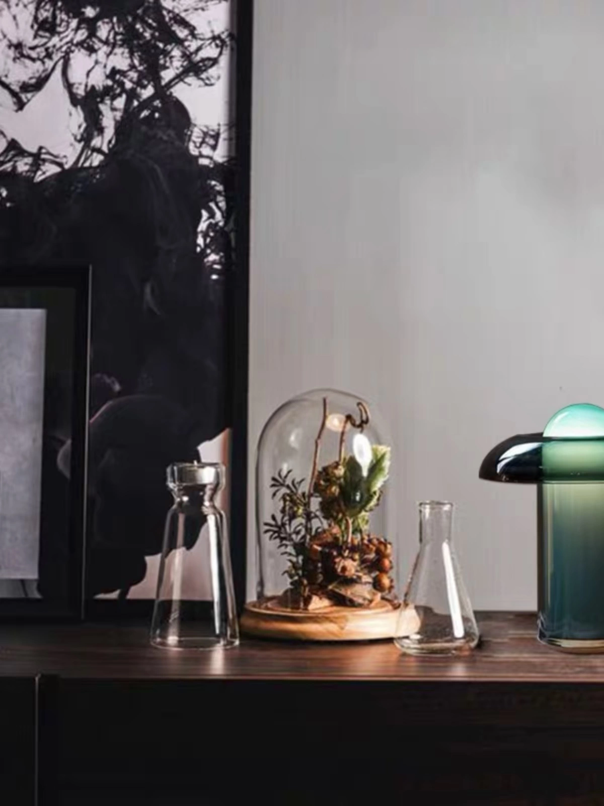 Nordic Emerald Glow Glass Bedside Lamp - Image 2